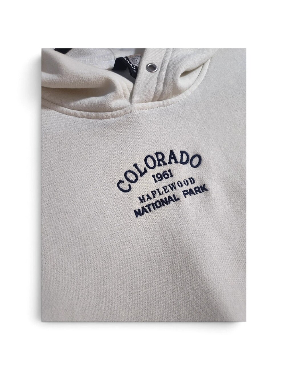 H&M Divided Cream Colorado Graphic Printed Hoodie Women's Size Medium - Picture 4 of 11